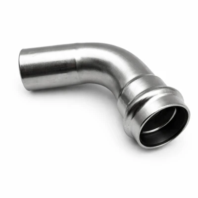 Stainless steel 90° press elbow, one plain end