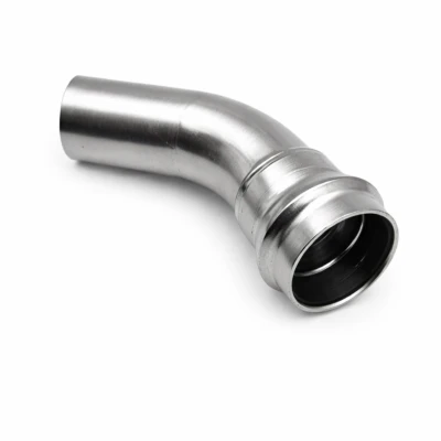 Stainless steel 45° press elbow, one plain end