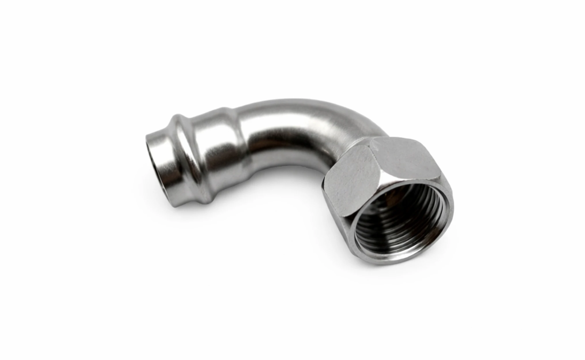 Stainless steel 90° press female elbow