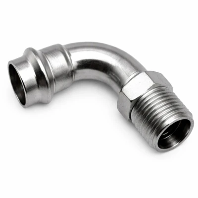 Stainless steel 90° press male elbow