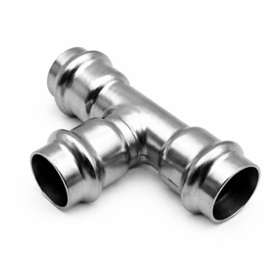 Stainless steel reducing press tee