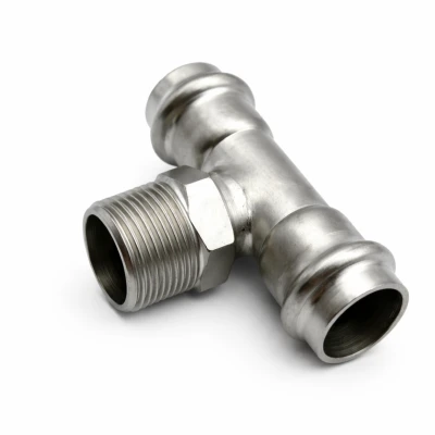 Stainless steel press male tee