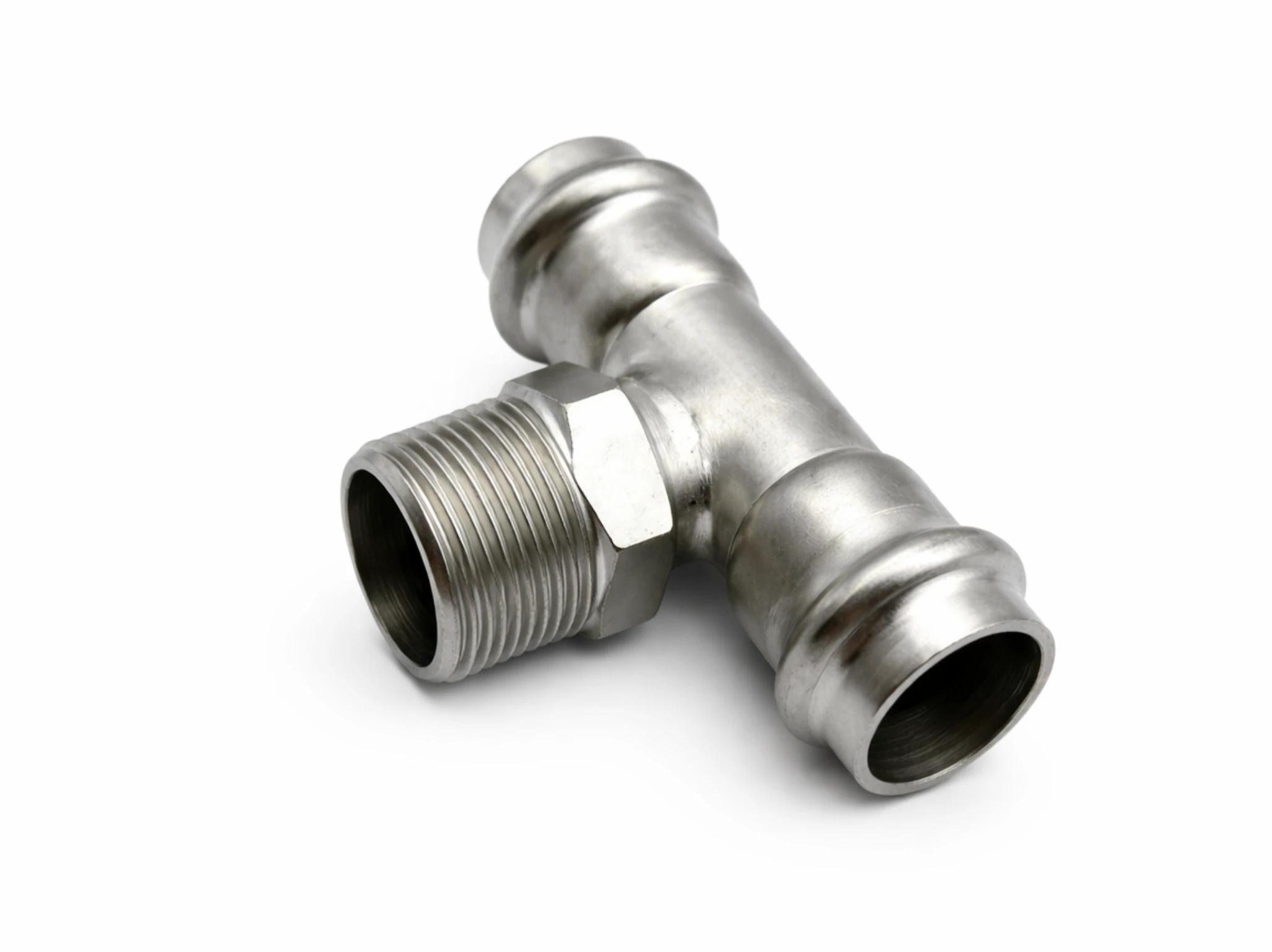 Stainless steel press male tee