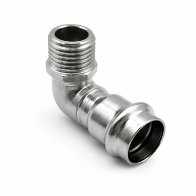 Stainless steel 90° short press male elbow