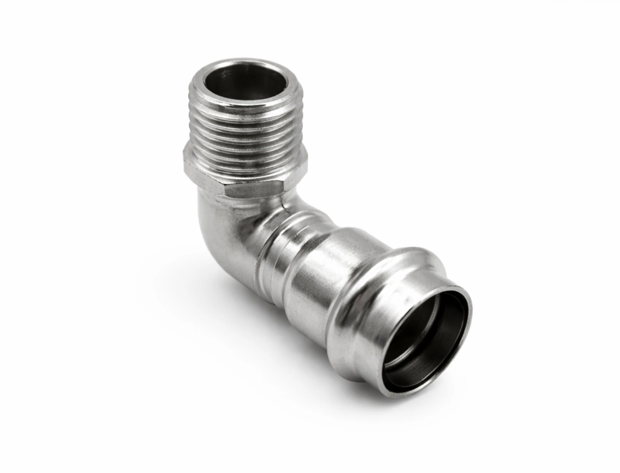 Stainless steel 90° short press male elbow