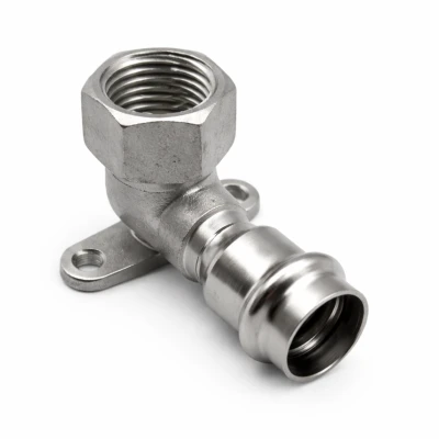 Stainless steel press wall plate female elbow